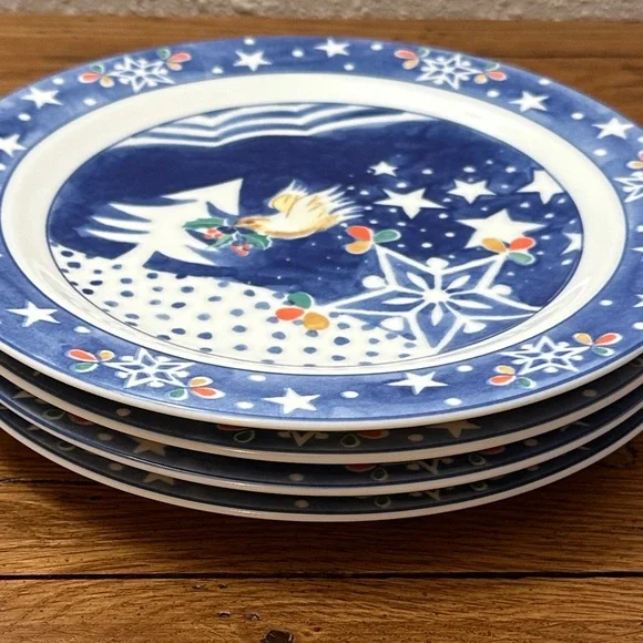 Epoch by Noritake Mr Snowman Blue and White Holiday Plate Set - Picture 4 of 10